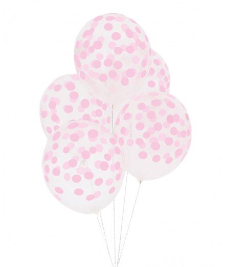 5 ballons imprimés confettis Rose de la marque spécialisée My Little Day