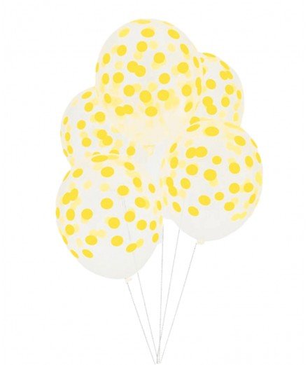 5 ballons imprimés confettis Jaune de la marque spécialisée My Little Day