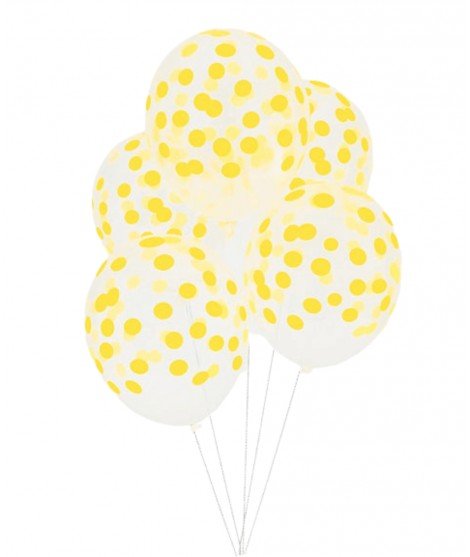 5 ballons imprimés confettis Jaune de la marque spécialisée My Little Day