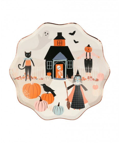 Grandes assiettes d'Halloween de la marque Méri Méri. Vendues par 8.