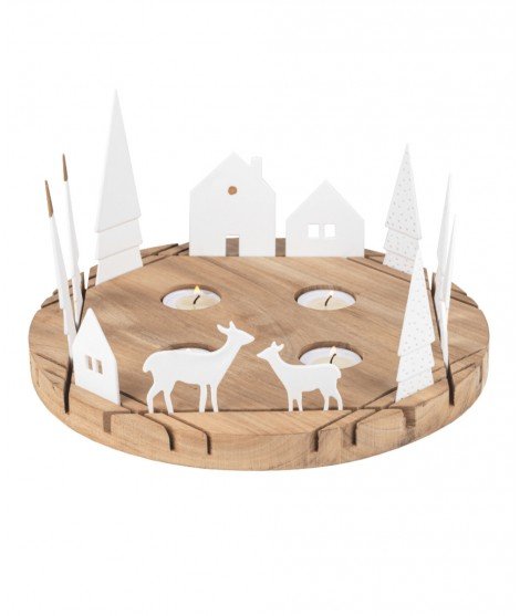 Décoration Village de Noël en céramique et en bois de la marque Räder