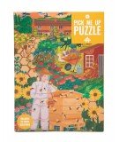 Puzzle 1000 pièces Bee avec un apiculteur dans son jardin, ce puzzle aquarelle est certifié FSC