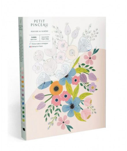 Kit de peinture au numéro modèle Flowers, un coffret d'art créatif pour peindre une composition florale par La Petite Epicerie 