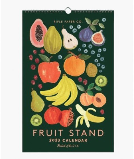 Calendrier mural Fruit Stand 2023 de la marque américaine de papeterie Rifle Paper Co.
