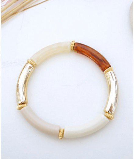 Bracelet à élastique Fedi avec des perles tubes en acrylique colorées.