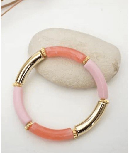Bracelet Fedi à élastique et à perles tubes en acrylique colorées.