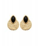 Boucles d'oreilles Puces Cléa en plaqué or 18 carats et ornées d'agates noires