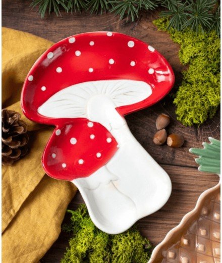Assiette en forme de champignons colorés de la marque de décoration Klevering