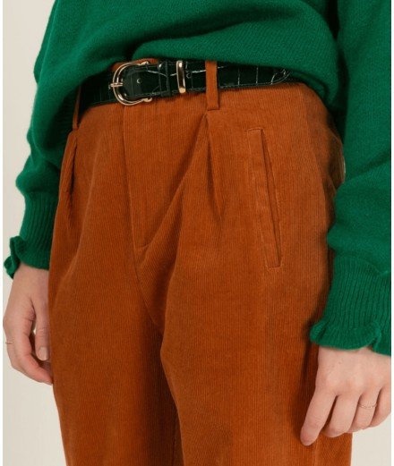 Pantalon Junior en velours côtelé couleur Camel. 100% coton
