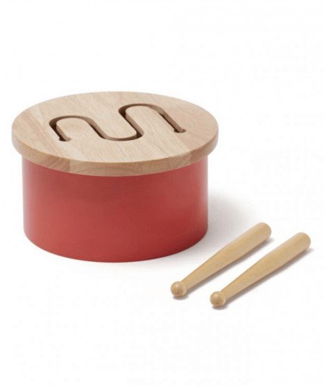 Tambour pour enfants d'une jolie couleur rouge et réalisé en bois certifié FSC. De la marque Kid's Concept
