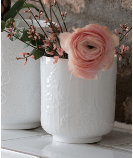 Photophore Fleurs et Graminées en porcelaine blanche de la marque de décoration Räder
