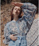 Blouse Jane Blue Indian Bloom en coton de la marque française Louise Misha