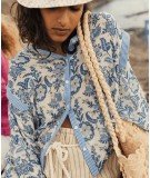 Blouse Jane Blue Indian Bloom en coton de la marque française Louise Misha