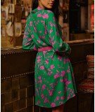 Robe chemise Kari à imprimé floral fuchsia de la marque française La Petite Etoile