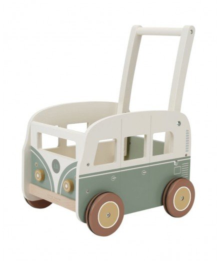 Chariot de marche en bois en forme de Van rétro de la marque pour enfants, Little Dutch