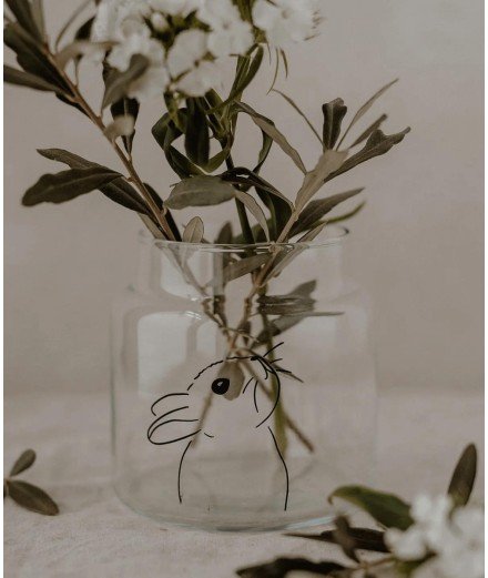 Vase en verre motif Lapin de la marque Eulenschnitt