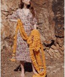 Robe longue Aline imprimé Cream Indian Flowers de la marque française Louise Misha.