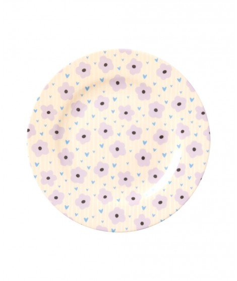 Assiette plate en melamine avec des Fleurs couleur Violet de la marque Rice
