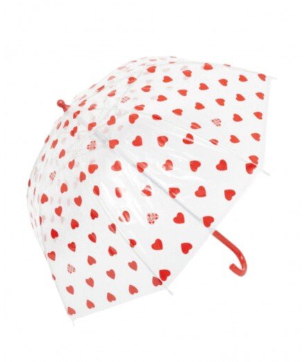 Parapluie transparent pour enfant avec un imprimé composé de petits Coeurs rouges. De la marque BONTON