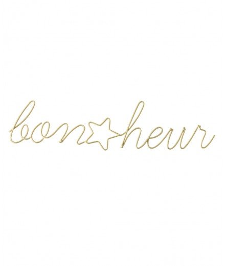Décoration murale Mot Bonheur en métal doré de la marque BONTON