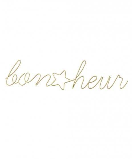 Décoration murale Mot Bonheur en métal doré de la marque BONTON