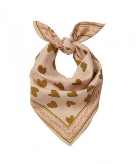 Petit foulard à l'imprimé Coeur Sauvage Rose de la marque française Bonheur du Jour. 100% coton