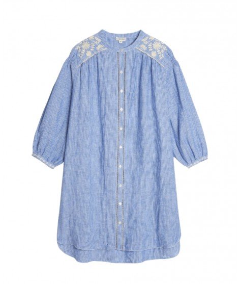 Robe chemise en lin Nilou bleue de la marque Louise Misha