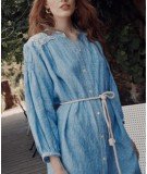 Robe chemise en lin Nilou bleue de la marque Louise Misha