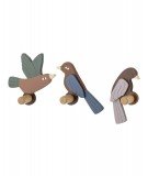 Set de trois patères en bois en forme d'oiseaux. Collection Kewi de la marque Bloomingville