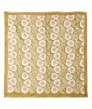 Grand foulard en coton Margotte Olive de la marque Bonheur du Jour. Blockprint avec motif de fleurs indiennes