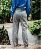 Pantalon à carreaux Gaura de la marque Lovie & Co. Taille haute et coupe droite