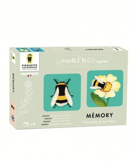 Memory L'insecte et sa fleur de la marque française Pirouette Cacahouète. Adapté pour les enfants de plus de 4 ans