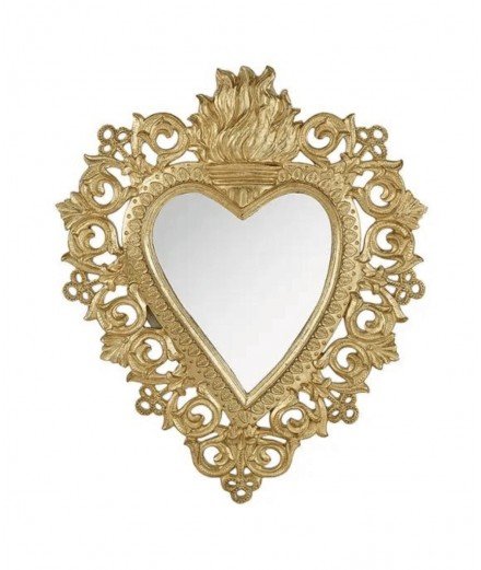 Miroir Coeur doré 30 cm