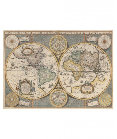 Affiche Planisphère vintage 1642