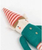 Hochet Lutin Méri Méri réalisé en coton biologique tricoté. Le parfait cadeau de Noël pour un bébé !