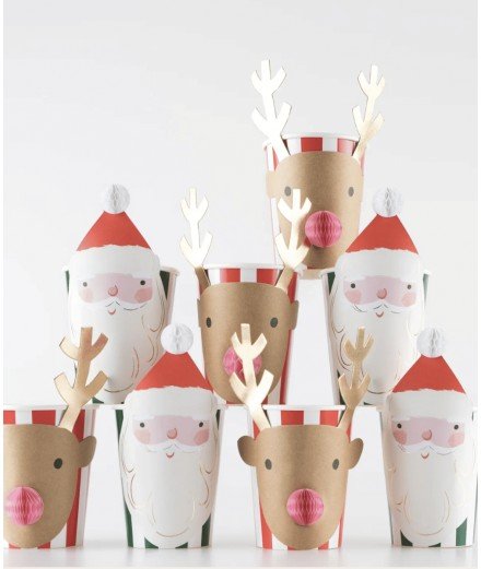 8 gobelets de Noël de la marque Méri Méri. Réalisés en carton certifié FSC.