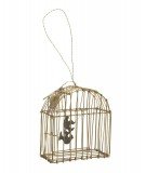 Décoration à suspendre en forme de Cage à Oiseaux. Réalisée artisanalement en Inde en laiton et en ZInc. De la marque Walther & 