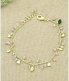 Bracelet en plaqué or et pierres naturelles : labradorites, amazonites et tourmaline. En plaque or 18 carats