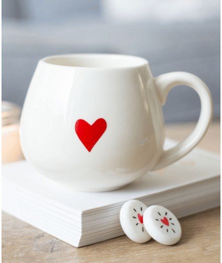 Mug porcelaine avec le message "I Love You" et un coeur rouge en motif