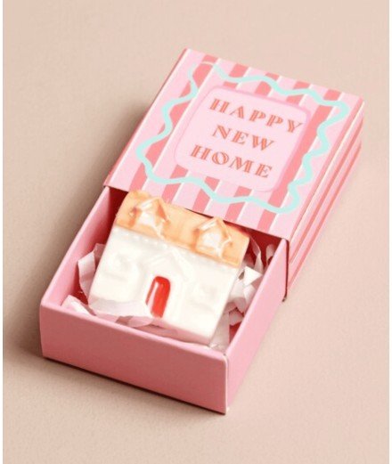 Porte bonheur en céramique en forme de Maison accompagné de sa boîte à message