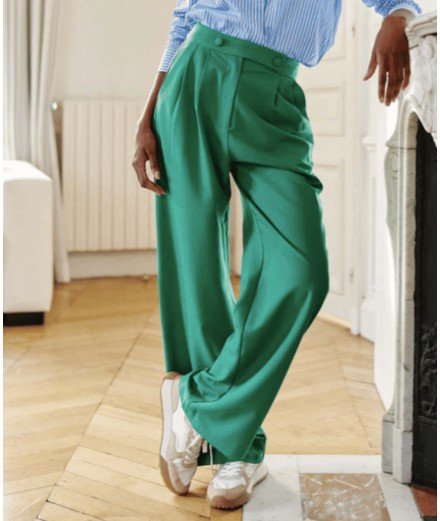 Pantalon Paoline Vert à la coupe large et fluide de la marque La Petite Etoile