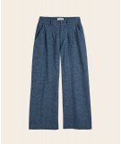 Pantalon coupe Palazzo en coton et lin Indigo de la marque Emile & Ida