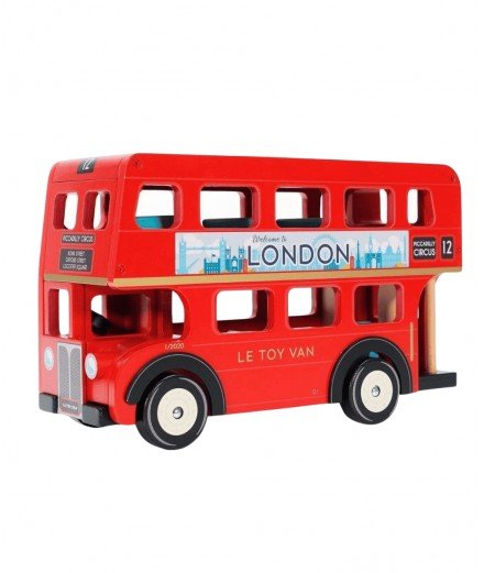 Bus londonien en bois de la marque de jouets Le Toy Van. Fabriqué en bois certifié FSC.