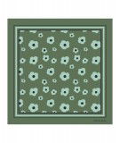 Petit foulard Brigitte Vert avec des petites Fleurs en motif. 100% coton biologique.