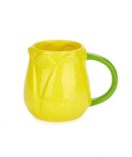 Mug Tulipe jaune en céramique. Peint à la main.