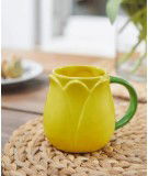 Mug Tulipe jaune en céramique. Peint à la main.