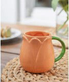 Mug Tulipe orange réalisé en céramique. Peint à la main.