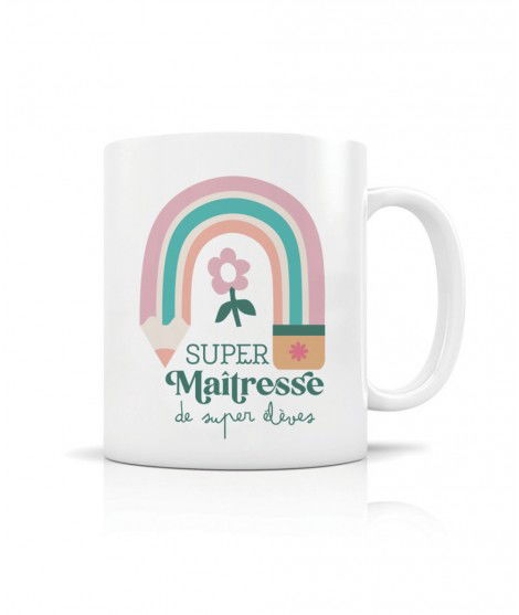 Mug Super Maîtresse illustré par la marque française Creabisontine.