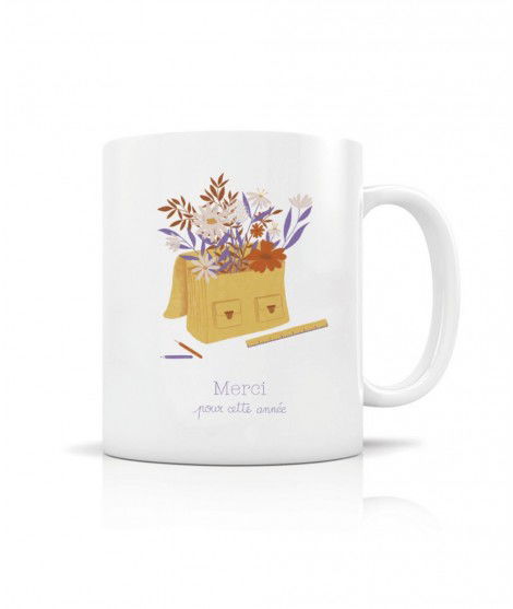 Mug Bouquet d'amour Merci Cartable illustré par la créatrice française Créabisontine