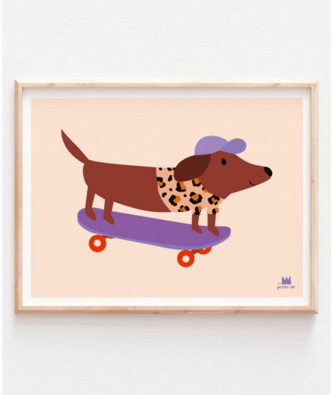 Affiche Chien skateur de la marque française Ma Petite Vie